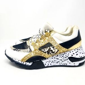 Steve Madden Women's Cliff Glitter Barra Sneaker Shoes Size 8